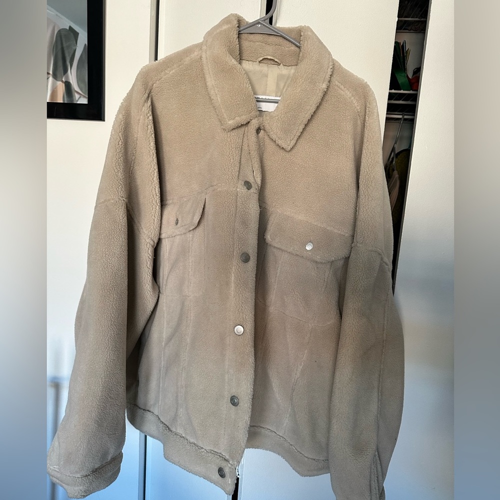 ASOS Button-up Sherpa Jacket (cream)